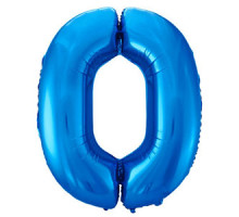 Фольгированный шар цифра 0, (40"/102 см), Синий
