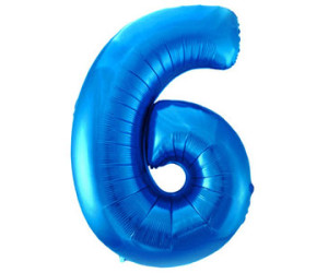 Фольгированный шар цифра 6, (40"/102 см), Синий